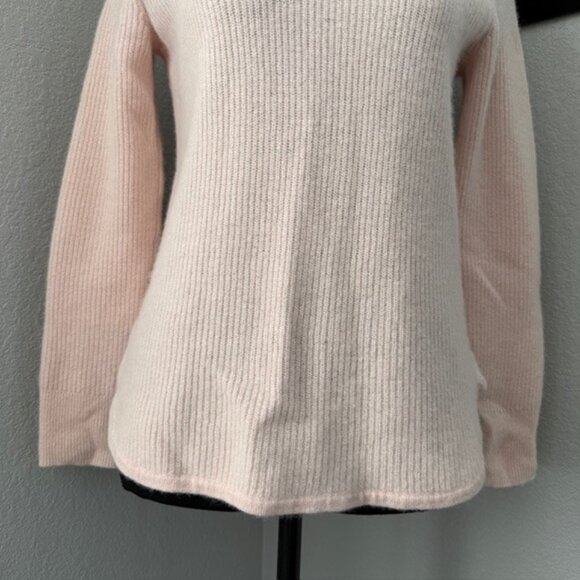 Cashmere Crew Neck Ribbed Fisherman Sweater Blush Pink XS - Picture 10 of 13